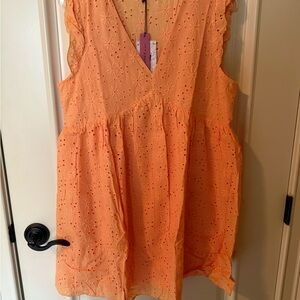 ANDREE BY UNIT Coral Eyelet Mini Dress